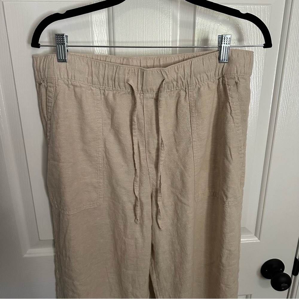 Gap Women’s Beige Linen Blend Wide Leg Cropped Pants - Size Large - Picture 3 of 8